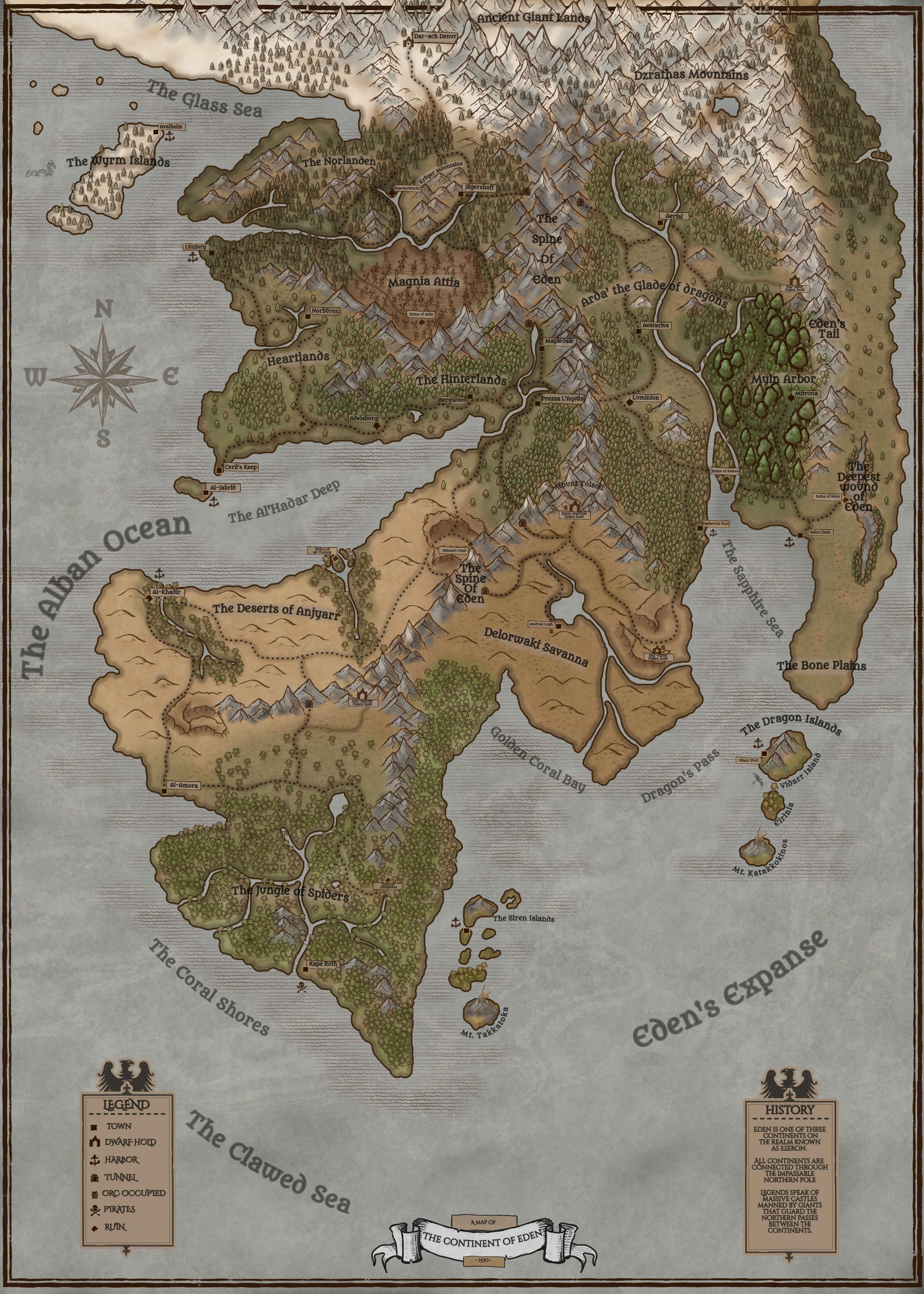Map of the continent of Eden
